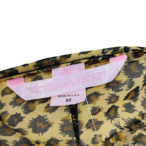 Vintage Y2K Victoria's Secret Babydoll Sheer Leopard Teal Embroidered Nightie M - Picture 7 of 8